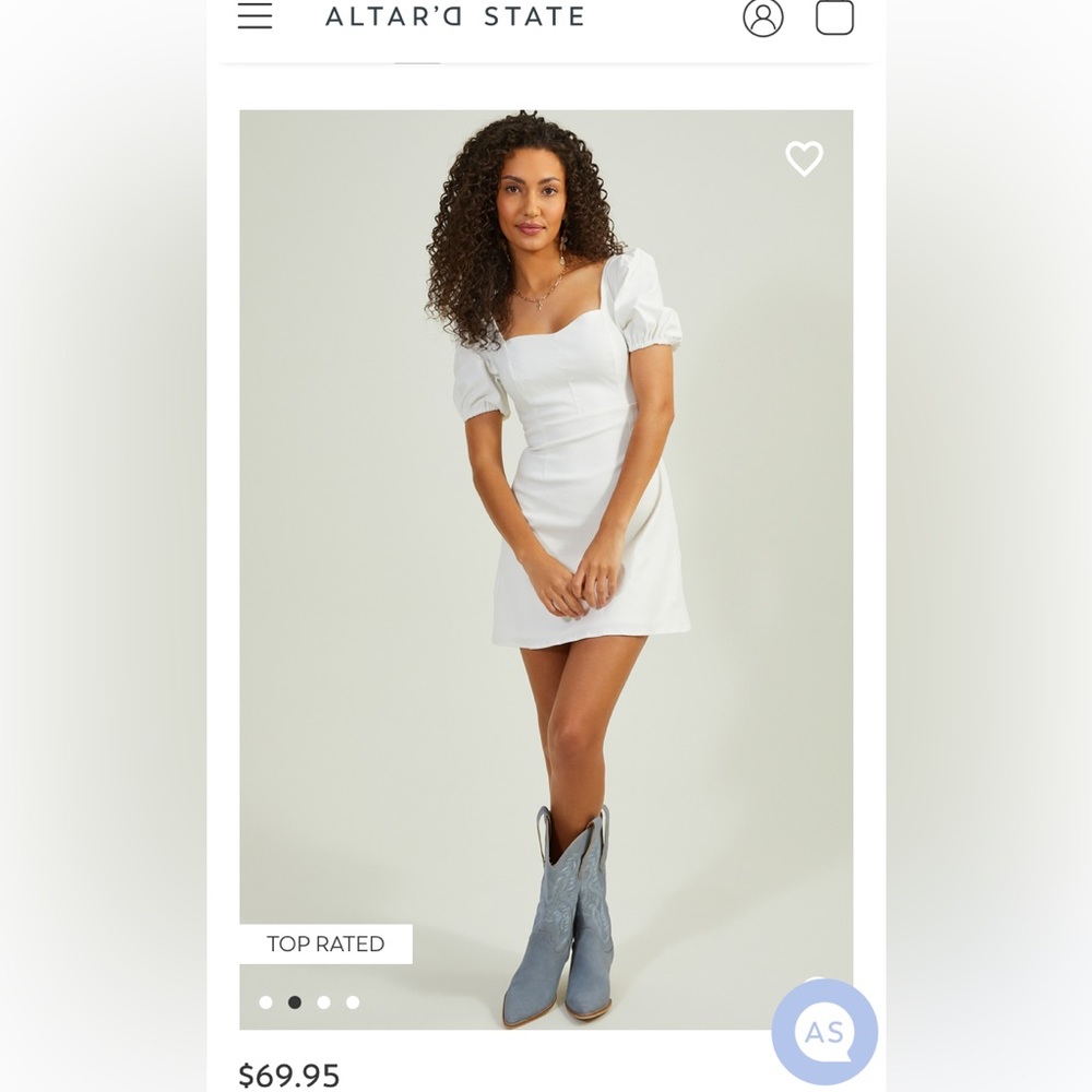 Altar’s State Delaney Mini Dress White xs worn once